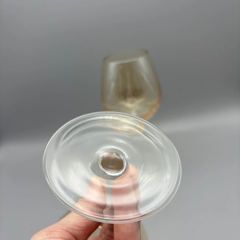 PIER 1‎ AMBER GOLDEN LUSTER CRACKLE WINE BALLOON STEM/GOBLETS 8.5